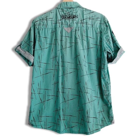 OXYGEN Button Down Casual Shirt Abstract Pattern Green Men's Sz M - Picture 6 of 12